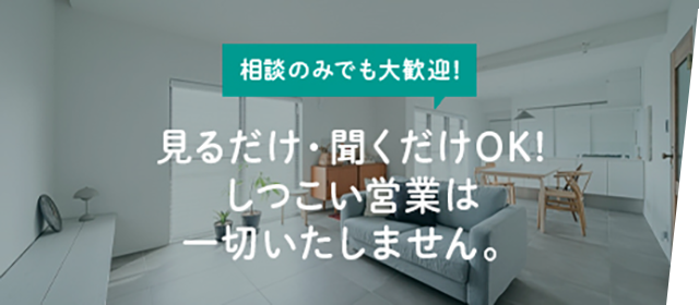見るだけ・聞くだけOK！しつこい営業は一切いたしません。