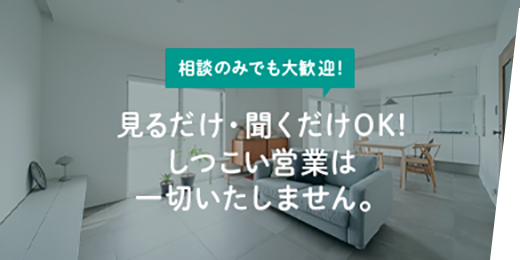 見るだけ・聞くだけOK！しつこい営業は一切いたしません。